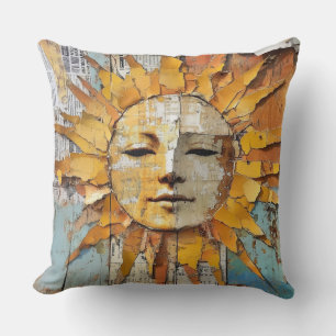 Cojín Decorativo Cara de sol rústica, ambiente vintage, estilo rúst