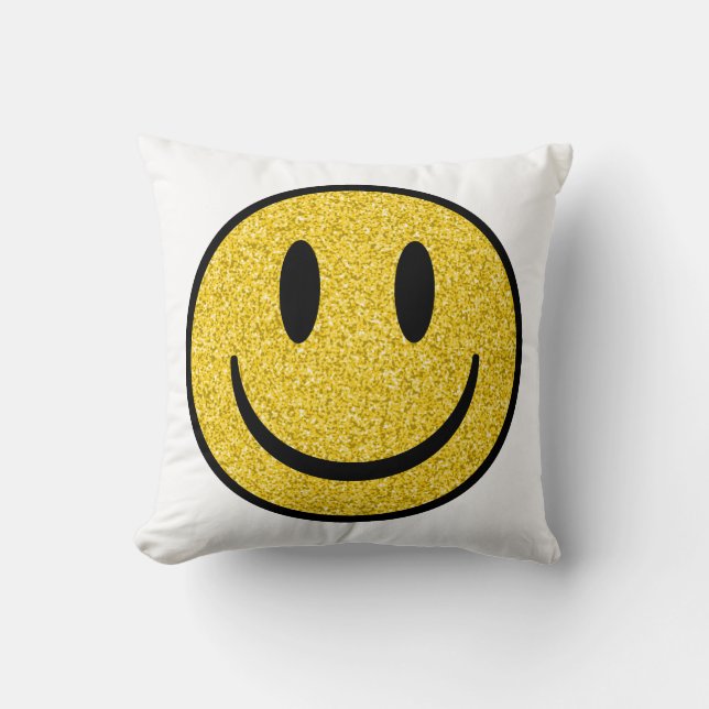 Cojín Decorativo Cara de sonrisa purpurina (Anverso)