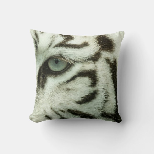 COJÍN DECORATIVO CARA DE TIGRE BLANCO (Anverso)