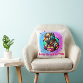 Cojín Decorativo Cara de tigre colorida