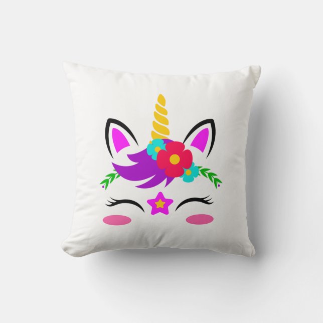 Cojín Decorativo Cara de unicornio (Anverso)