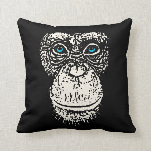 Cojín Decorativo Cara del chimpancé con los ojos azules