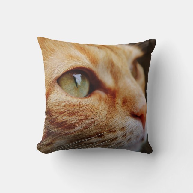 Cojín Decorativo Cara determinada de un gato jengibre (Anverso)