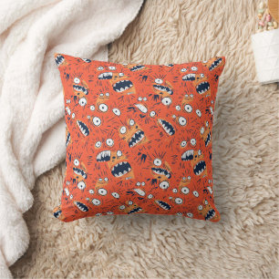 Cojín Decorativo Cara divertida de monstruo naranja gritando
