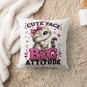 Cojín Decorativo Cara Linda Gran Actitud Cita de Gato Sassy