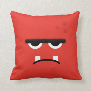 Cojín Decorativo Cara roja divertida del monstruo