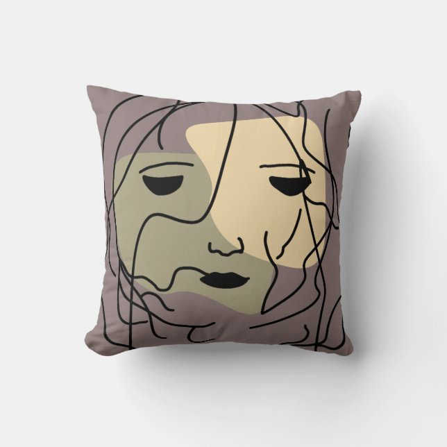 Cojín Decorativo Cara solitaria minimalista (Anverso)