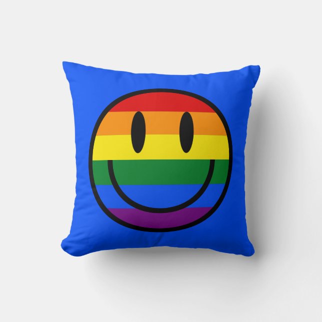 Cojín Decorativo Cara sonriente arco iris (Anverso)
