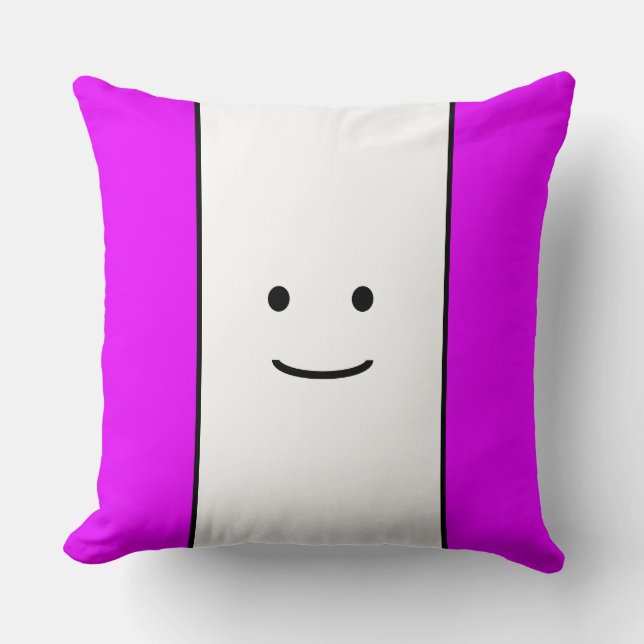 Cojín Decorativo Cara sonriente pequeña de rayas blancas y rosa bri (Anverso)