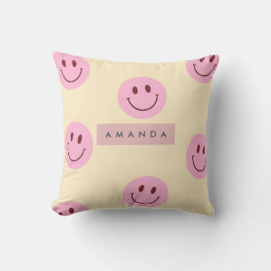 Cojín Decorativo Cara Sonriente Personalizada de Color Amarillo Pas