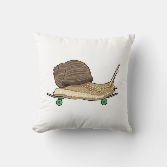 Cojín Decorativo Caracol como patinador con patineta (Anverso)