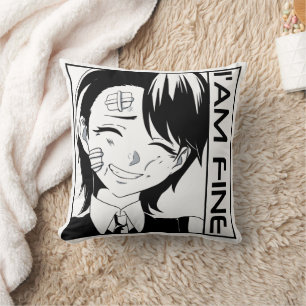 Cojín Decorativo Carácter anime lindo: "Estoy bien"