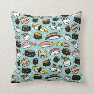 Cojín Decorativo Caracteres de sushi mate Kawaii Sushi Patterado
