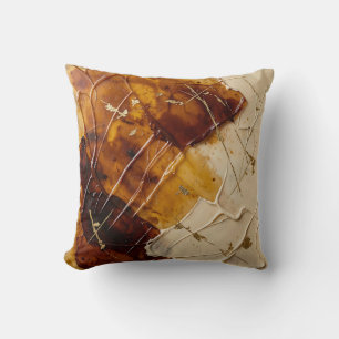 Cojín Decorativo Caramelo Ámbar Resina Hoja de Oro Abstracto 