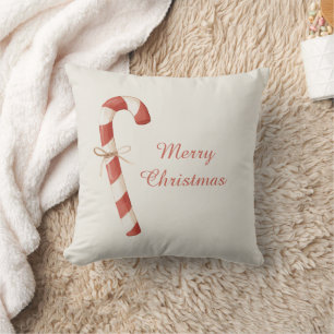 Cojín Decorativo Caramelo de Navidad de Caña de Caramelo Rojo Blanc