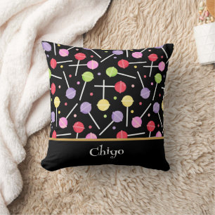 Cojín Decorativo Caramelo Decora Chupachups Estampado Negro