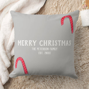 Cojín Decorativo Caramelos de Navidad Alegría Apellido de la Famili