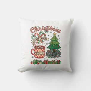 Cojín Decorativo Caramelos de Navidad Cacao Caos Árbol Taza Regalo