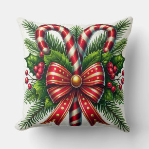 Cojín Decorativo Caramelos Navideños Festivos con Acebo