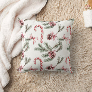 Cojín Decorativo Caramelos Rojos Blancos Piñas de Navidad Navidad