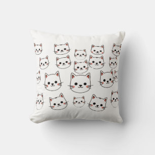 Cojín Decorativo Caras de Gatos Kawaii – Patrón de Dibujos Animados