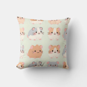 Cojín Decorativo Caras de hámster lindas patrón pastel kawaii