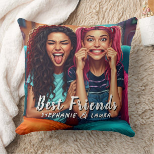 Cojín Decorativo Caras Divertidas de Mejores Amigas 