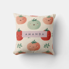 Cojín Decorativo Caras personalizadas de tomate Kawaii Pastel