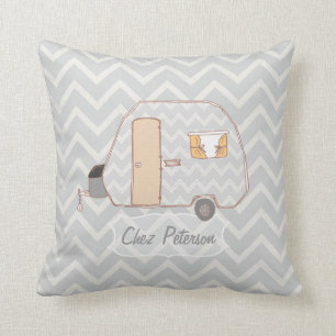 Cojín Decorativo Caravana Retro Gris Chevron