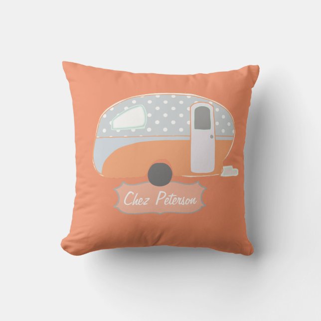 Cojín Decorativo Caravana Retro Naranja (Anverso)