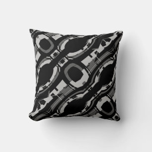 Cojín Decorativo Carbón gris en círculos diagonales negros