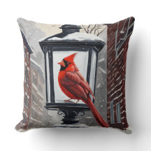 Cardenal Bird Sentado En Una Linterna Callejera Cu