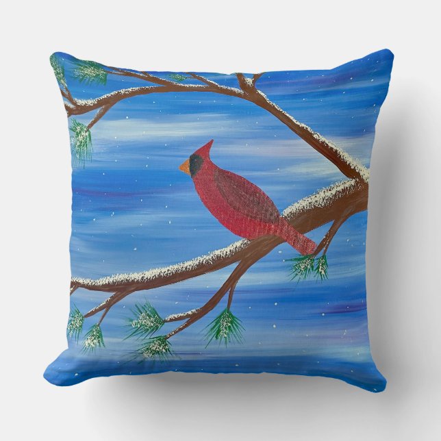 Cojín Decorativo Cardenal de invierno (Anverso)