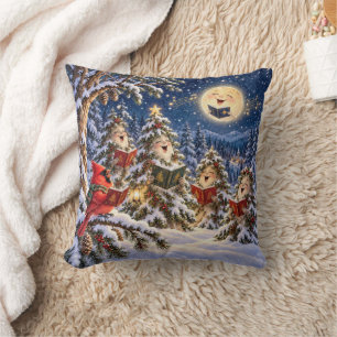 Cojín Decorativo Cardenal de Navidad y Coro del Árbol Invernal