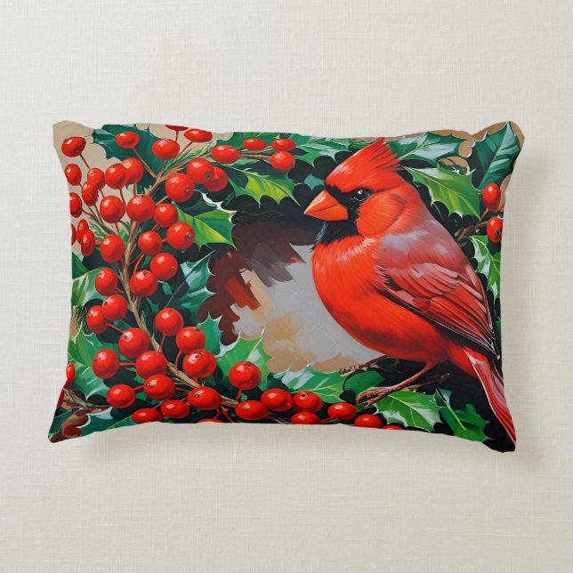 Cojín Decorativo Cardenal Rojo con Corona (Reverso)