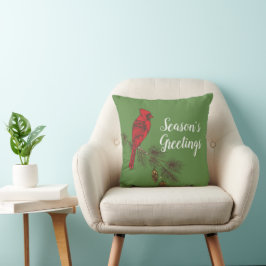 Cojín Decorativo Cardenal rojo de invierno personalizado