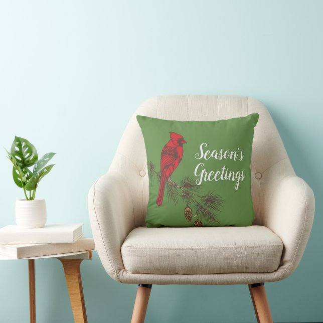 Cojín Decorativo Cardenal rojo de invierno personalizado (Silla)