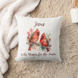 Cojín Decorativo Cardenal Rojo de Navidad Jesús Razón de la Tempora