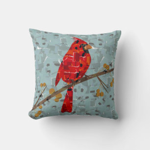 Cojín Decorativo Cardenal Rojo, el ave de Navidad