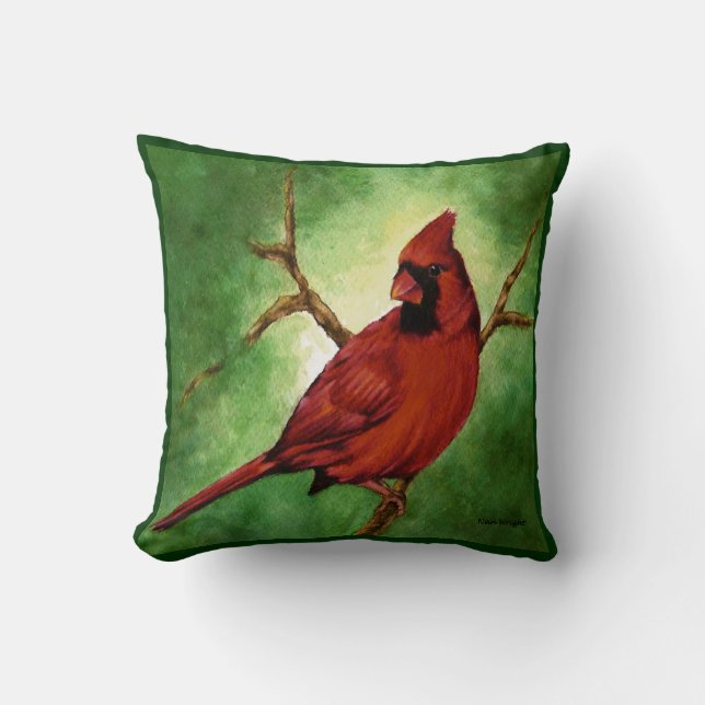 Cojín Decorativo Cardenal rojo Pillow (Anverso)