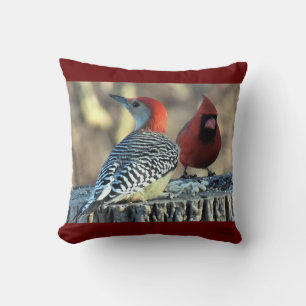 Cojín Decorativo Cardenal rojo y cardenal rojo