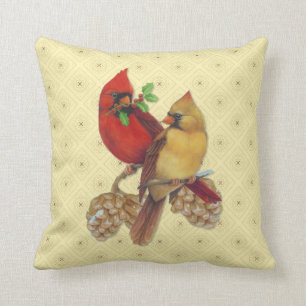 Cojín Decorativo Cardenales de invierno Pine y Holly
