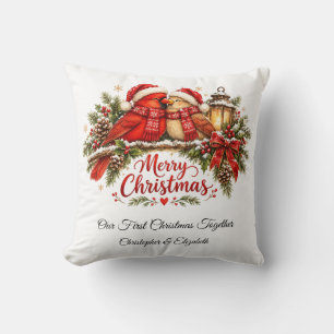 Cojín Decorativo Cardenales de Navidad Personalizados Aniversario M