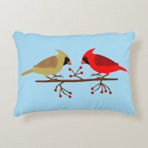 Cojín Decorativo Cardenales Navidades y Berries rojos