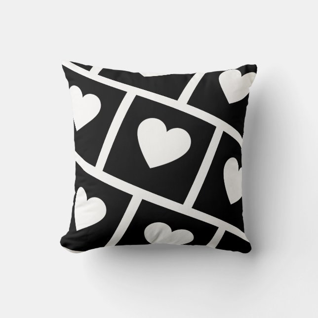 Cojín Decorativo Cardíaca estampada en blanco y negro (Anverso)
