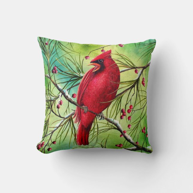 Cojín decorativo cardinal de la pintura (Anverso)
