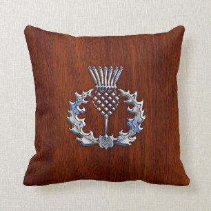 Cojín Decorativo Cardo escocés de madera elegante del cromo y de la