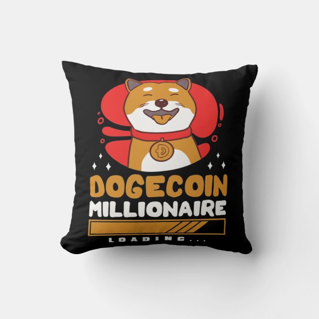 Cojín Decorativo Carga de Crypto DogeCoin Millionaire (Anverso)