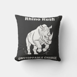 Cojín Decorativo Carga imparable de Rhino Rush minimalista BLANCO