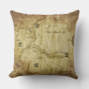 Cojín Decorativo Caribe - mapa antiguo